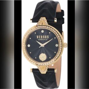 Versus Versace Black and Gold Women's Watch genuine leather never worn